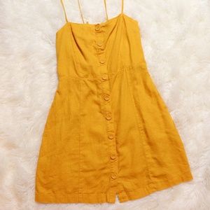 Forever 21 Mustard Yellow Linen Strappy Back Dress